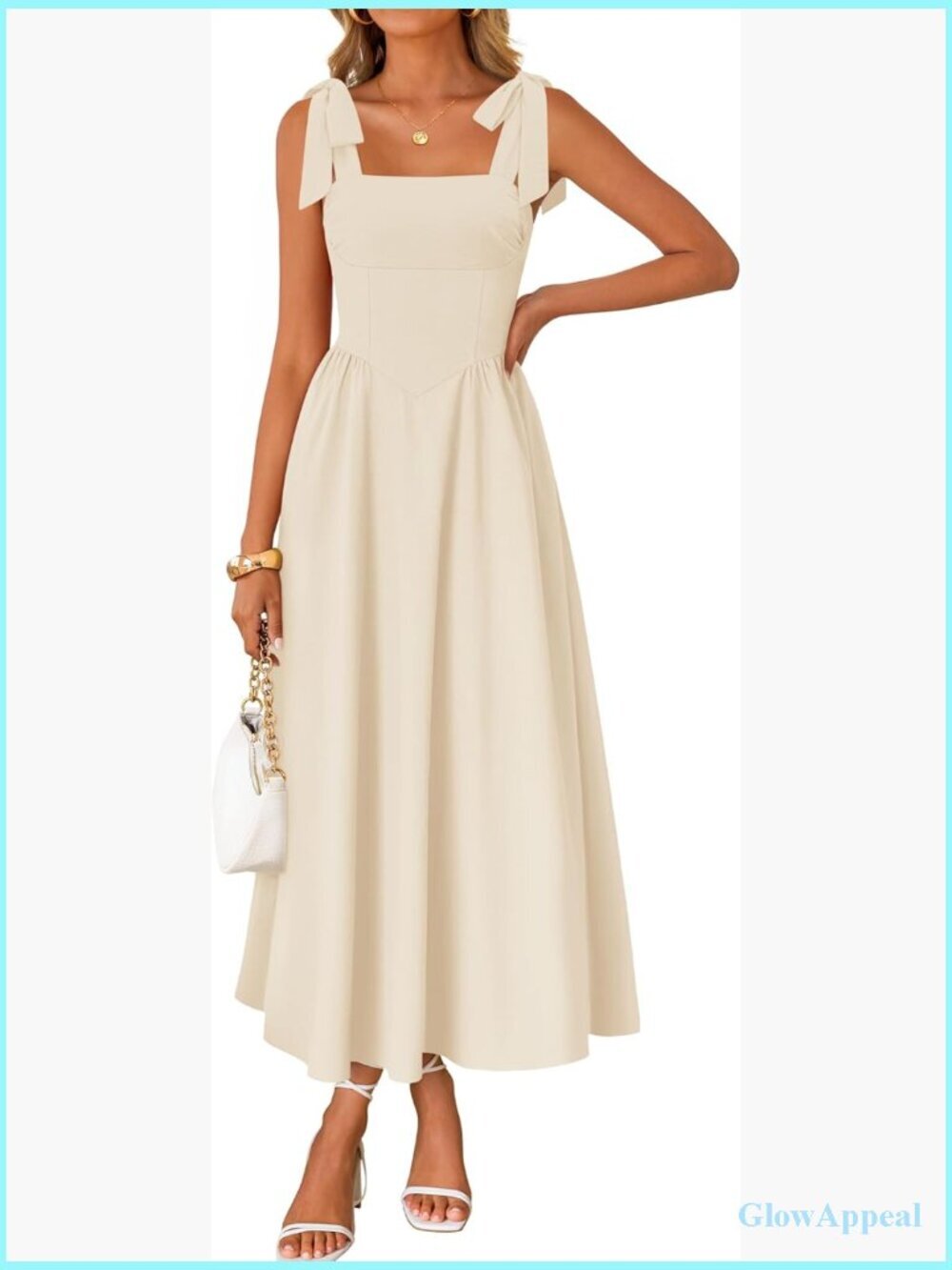 Sleeveless Square Neck Maxi Dress with Pockets, Boho Spaghetti Strap